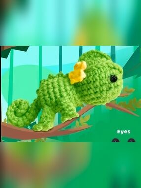DIY Green Chameleon Crochet Kit For Beginners All Tools Included New Sealed